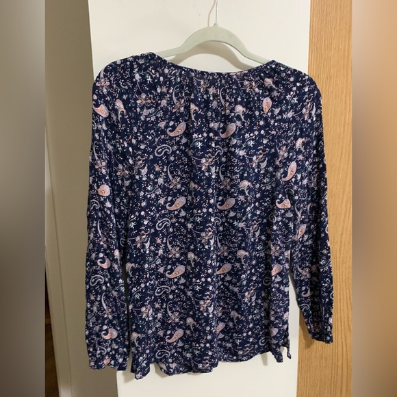 Floral Navy Blue Women's Top - Picture 2 of 4